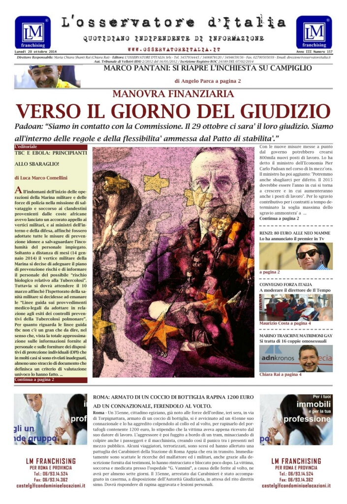 L'osservatore d'Italia edizione del 20 Ottobre 2014
